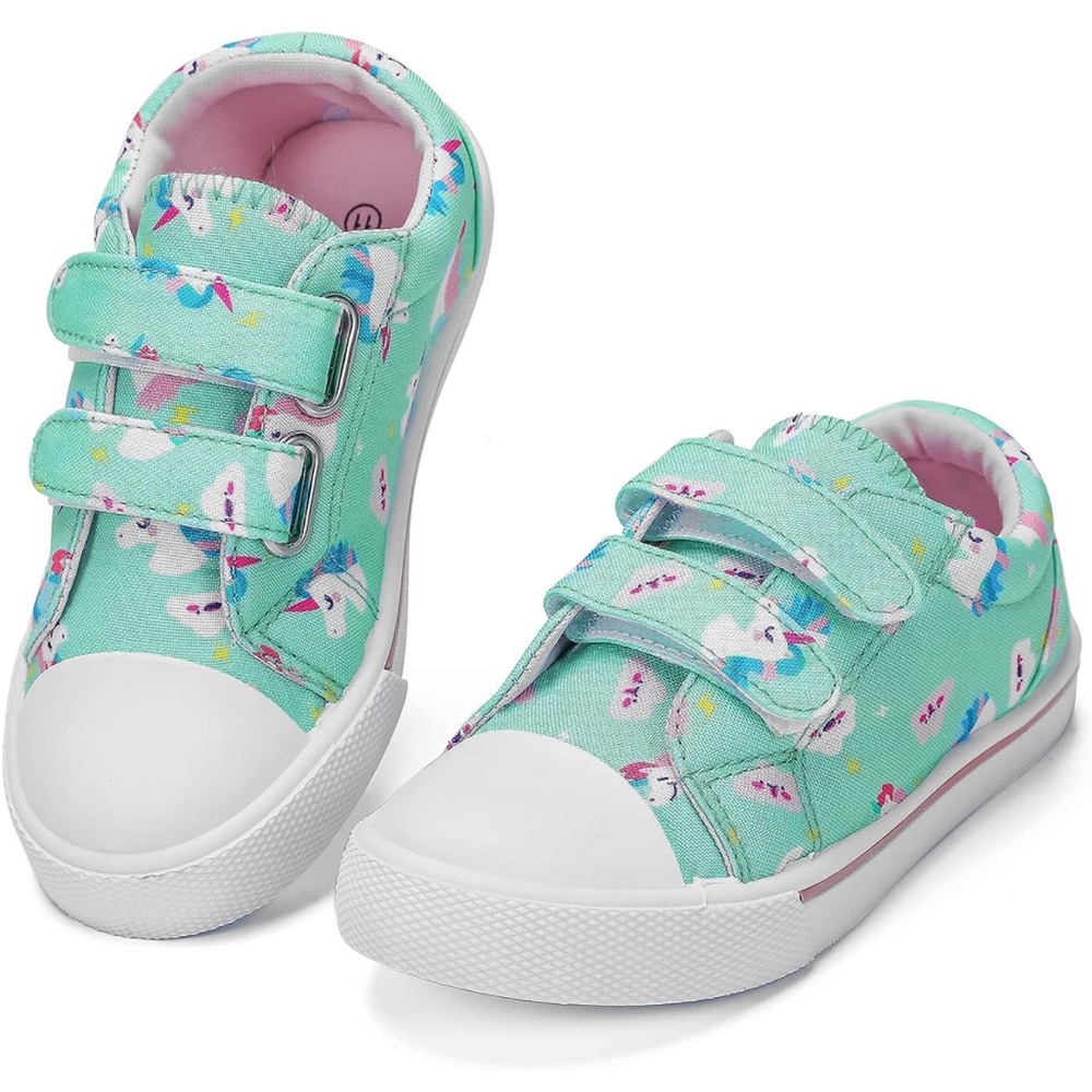 Toddler Girls Sneakers Kids Dual Adjustable Strap Canvas Shoes